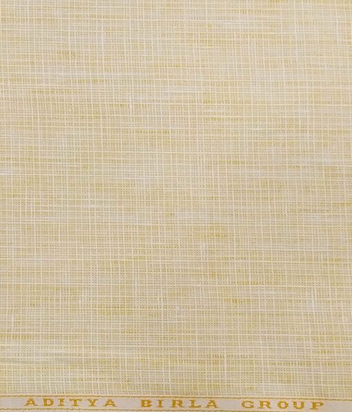 Linen Club Men's 100% Pure Linen Self Design Unstitched Suiting Fabric (Buttermilk Beige
