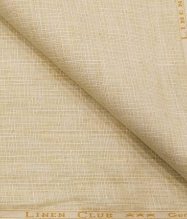 Linen Club Men's 100% Pure Linen Self Design Unstitched Suiting Fabric (Buttermilk Beige