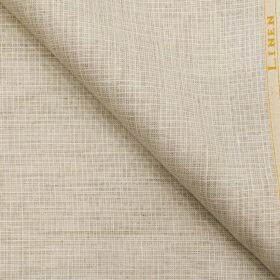 Linen Club Men's 100% Pure Linen Self Design Unstitched Suiting Fabric (Light Beige