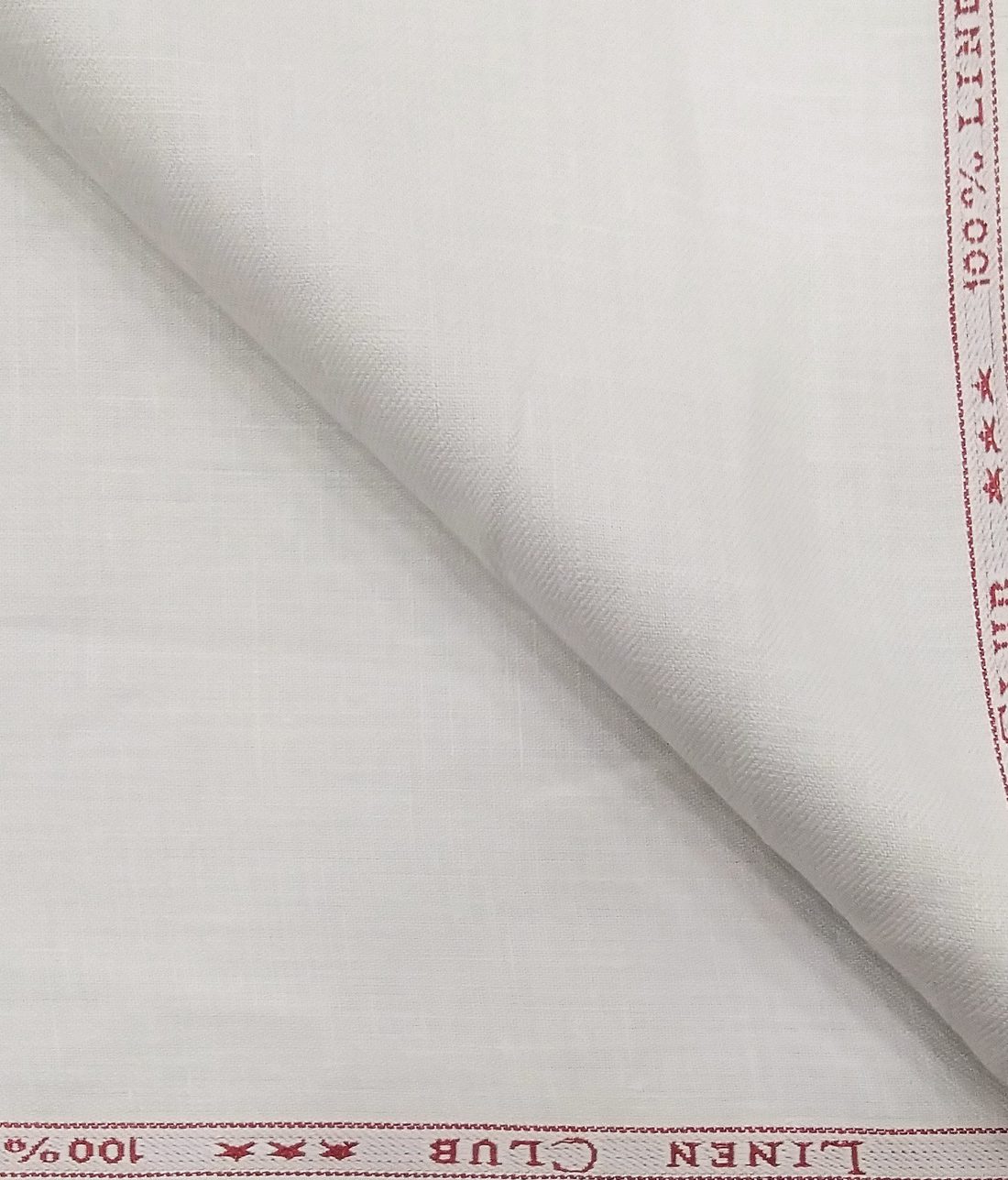 Linen Club Men's 100% Pure Linen Solid Unstitched Suiting Fabric (White