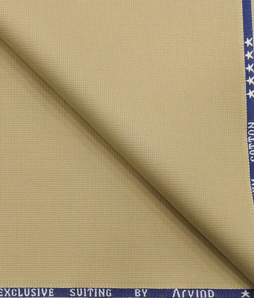 Arvind Men's 100% Premium Cotton Unstitched Strucutred Trouser Fabric (Beige