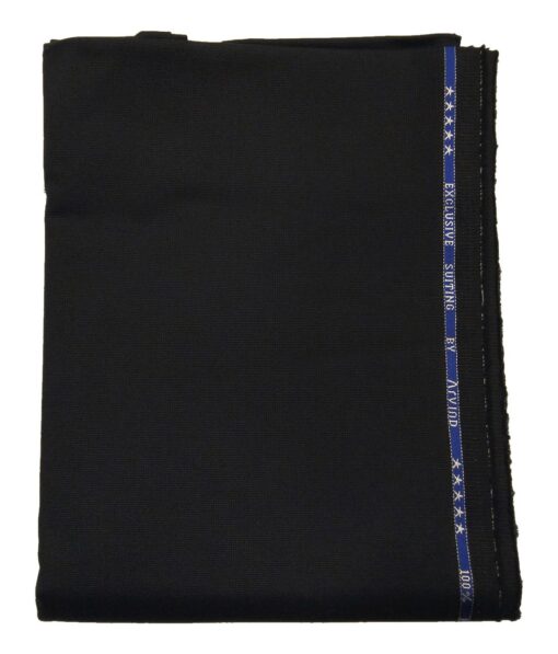 Arvind Men's 100% Premium Cotton Unstitched Strucutred Trouser Fabric (Black
