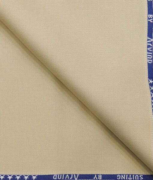 Arvind Men's 100% Premium Cotton Unstitched Strucutred Trouser Fabric (Creamish Beige