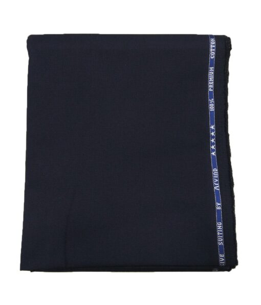 Arvind Men's 100% Premium Cotton Unstitched Strucutred Trouser Fabric (Dark Blue