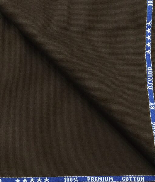 Arvind Men's 100% Premium Cotton Unstitched Strucutred Trouser Fabric (Dark Brown