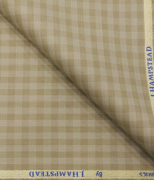 J.Hampstead by Siyaram's Men's Polyester Viscose Structured cum Self Checks Unstitched Suiting Fabric (Beige