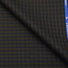 J.Hampstead by Siyaram's Men's Polyester Viscose Structured cum Blue Checks Unstitched Suiting Fabric (Brown