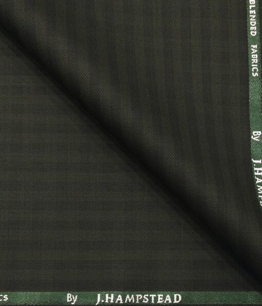 J.Hampstead by Siyaram's Men's Polyester Viscose Structured cum Self Checks Unstitched Suiting Fabric (Dark Green