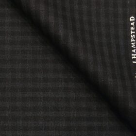 J.Hampstead by Siyaram's Men's Polyester Viscose Grey Structured cum Checks Unstitched Suiting Fabric (Black