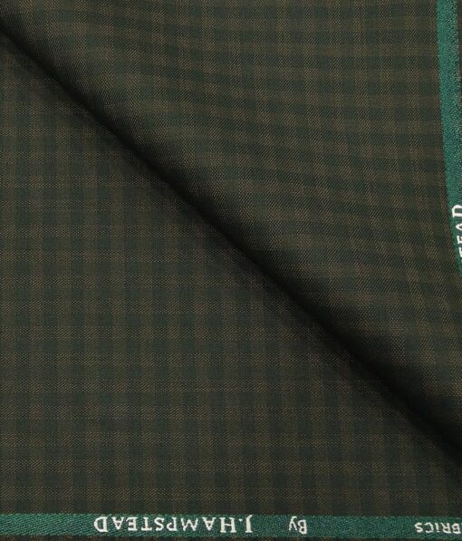J.Hampstead by Siyaram's Men's Polyester Viscose Shiny Self Checks Unstitched Suiting Fabric (Green