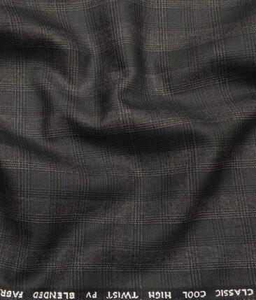J.Hampstead by Siyaram's Men's Polyester Viscose Broad Self Checks Unstitched Suiting Fabric (Dark Grey)