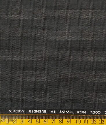 J.Hampstead by Siyaram's Men's Polyester Viscose Broad Self Checks Unstitched Suiting Fabric (Dark Grey)