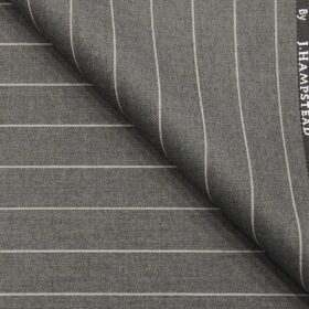 J.Hampstead by Siyaram's Men's Polyester Viscose White Striped Unstitched Suiting Fabric (Grey
