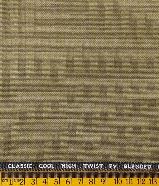 J.Hampstead by Siyaram's Men's Polyester Viscose Self Checks Unstitched Suiting Fabric (Khakhi