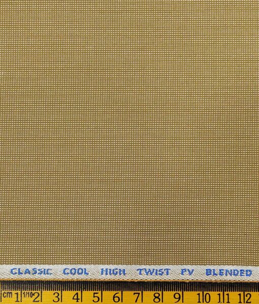 J.Hampstead by Siyaram's Men's Polyester Viscose Dotted Structured Unstitched Suiting Fabric (Sand Beige