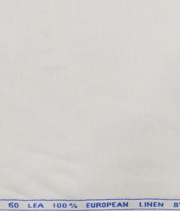 J.Hampstead by Siyaram's Men's 100% Pure Linen 60 LEA Solid Unstitched Suiting Fabric (White