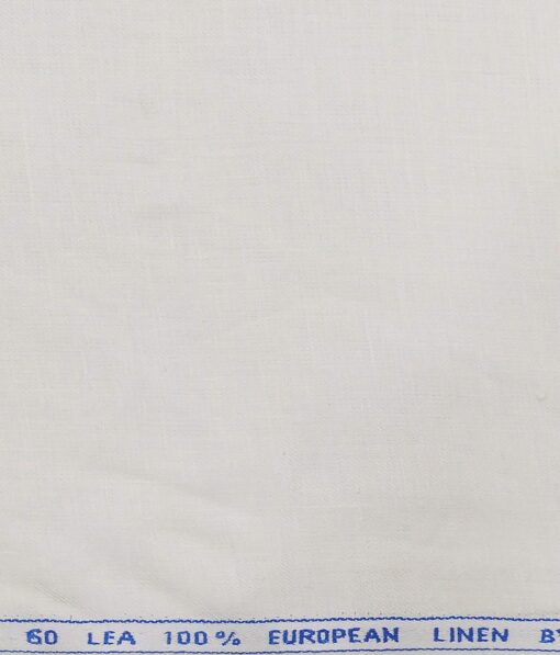 J.Hampstead by Siyaram's Men's 100% Pure Linen 60 LEA Solid Unstitched Suiting Fabric (White