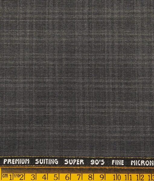 J.Hampstead by Siyaram's Men's 20% Merino Wool Super 90's Self Checks Unstitched Suiting Fabric (Grey