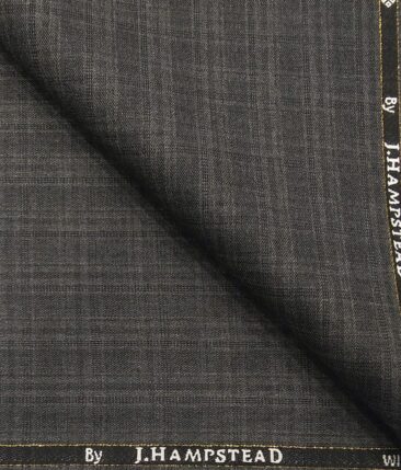 J.Hampstead by Siyaram's Men's 20% Merino Wool Super 90's Self Checks Unstitched Suiting Fabric (Grey
