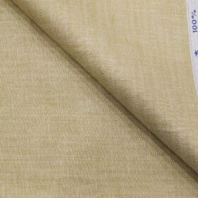 Solino Men's 100% European Linen Herringbone Self Striped Unstitched Suiting Fabric (Beige