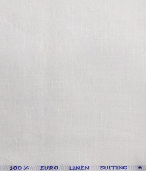 Solino Men's 100% Pure Linen Self Structured Unstitched Suiting Fabric (White