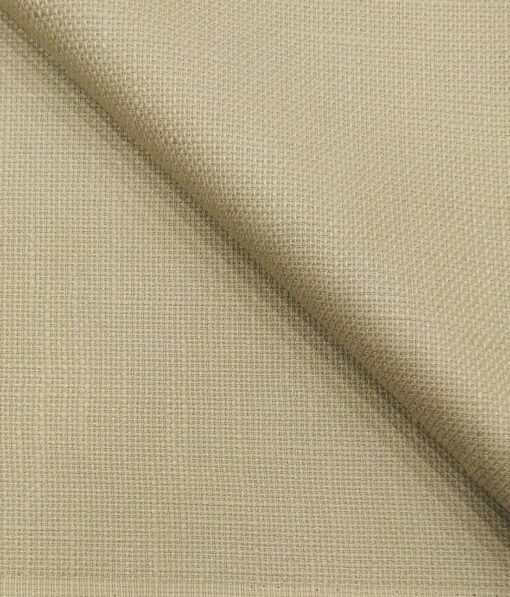 True Value Men's 100% Cotton Jute Weave Unstitched Trouser Fabric (Butter Milk Beige