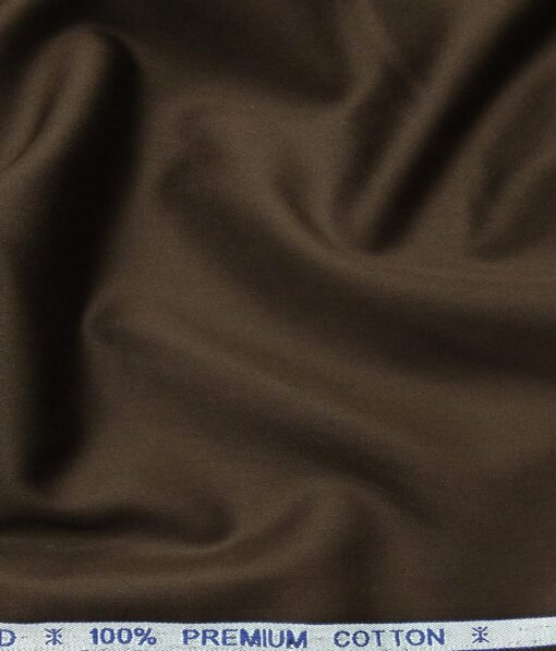 Arvind Men's 100% Premium Cotton Solid Satin Unstitched Shirt Fabric (Coffee Brown
