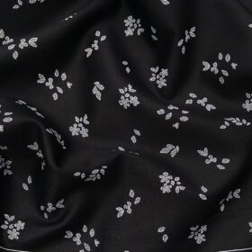 Arvind Men's 100% Premium Cotton White Floral Prints Unstitched Shirt Fabric (Black