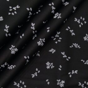 Arvind Men's 100% Premium Cotton White Floral Prints Unstitched Shirt Fabric (Black