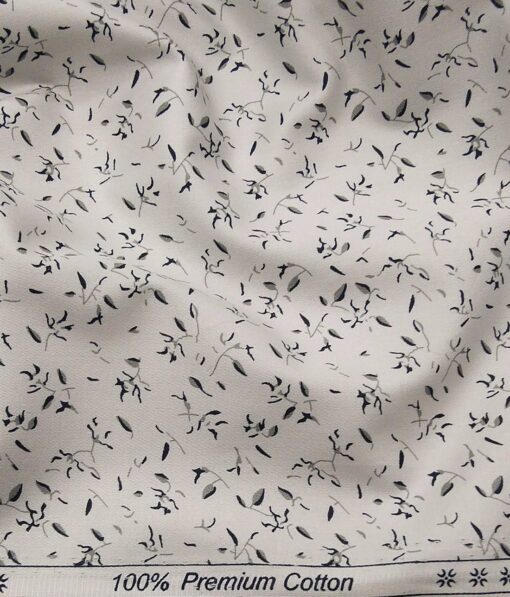 Arvind Men's 100% Premium Cotton Dark Grey Floral Prints Unstitched Shirt Fabric (Light Grey