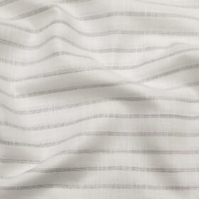 Arvind Men's 100% Premium Cotton Grey Striped Unstitched Shirt Fabric (White