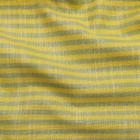 Arvind Men's 100% Premium Cotton Green Striped Unstitched Shirt Fabric (Yellow