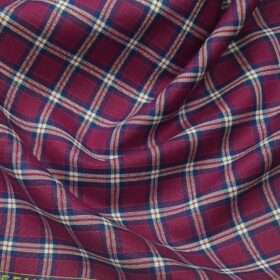 Birla Century Men's 100% Cotton White & Blue Checks Unstitched Shirt Fabric (Red