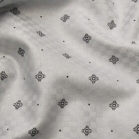 Birla Century Men's 100% Premium Cotton Black Printed Unstitched Shirt Fabric (Light Grey