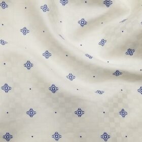 Birla Century Men's 100% Premium Cotton Royal Blue Printed Unstitched Shirt Fabric (Off-White