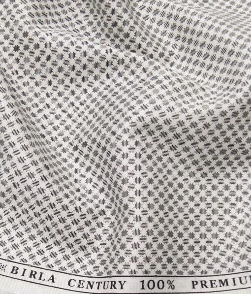 Birla Century Men's 100% Premium Cotton Grey Printed Unstitched Shirt Fabric (White