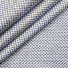 Birla Century Men's 100% Premium Cotton Blue Printed Unstitched Shirt Fabric (White