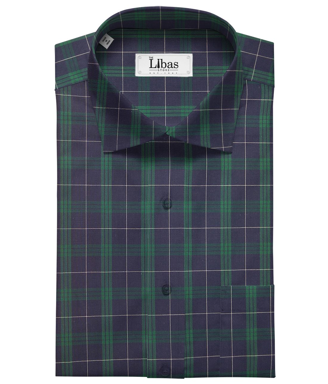 Cadini Italy Men's 100% Luxury Cotton Green Checks Unstitched Shirt ...