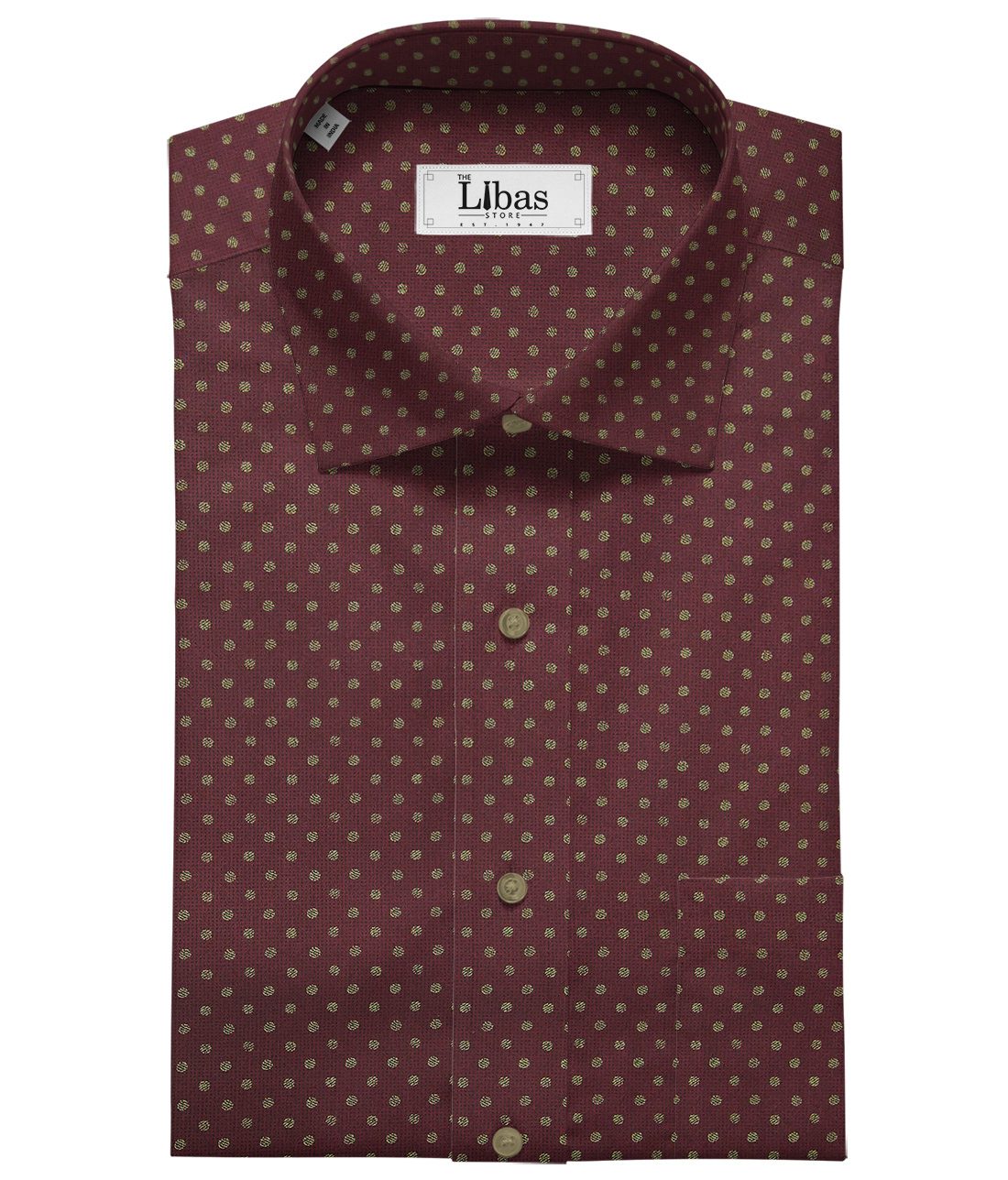 Exquisite Men's 100% Cotton Beige Polka Dots Print Unstitched Shirt ...