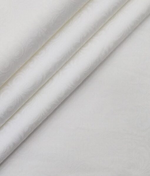 Exquisite Men's 100% Cotton Self Damask Jacquard Unstitched Shirt Fabric (Off-White