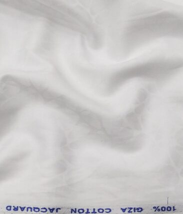 Exquisite Men's 100% Giza Cotton Self Jacquard Unstitched Shirt Fabric (White