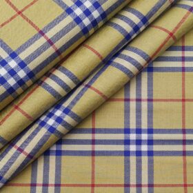 F.M. Hammerle Men's 100% Giza Cotton Multi Color Broad Checks Unstitched Shirt Fabric (Mustard Yellow