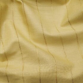 Nemesis Men's 100% Luxuxy Cotton Horizontal Self Striped Unstitched Shirt Fabric (Flaxen Yellow