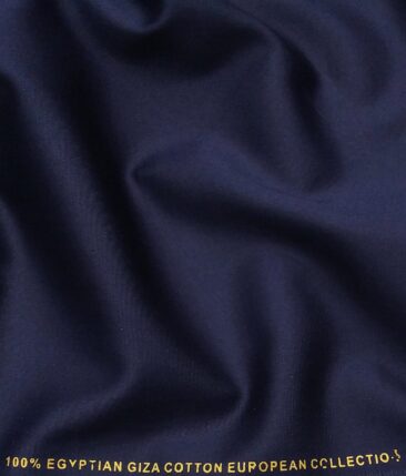 Nemesis Men's 100% Egyptian Giza Cotton Solid Satin Unstitched Shirt Fabric (Dark Royal Blue