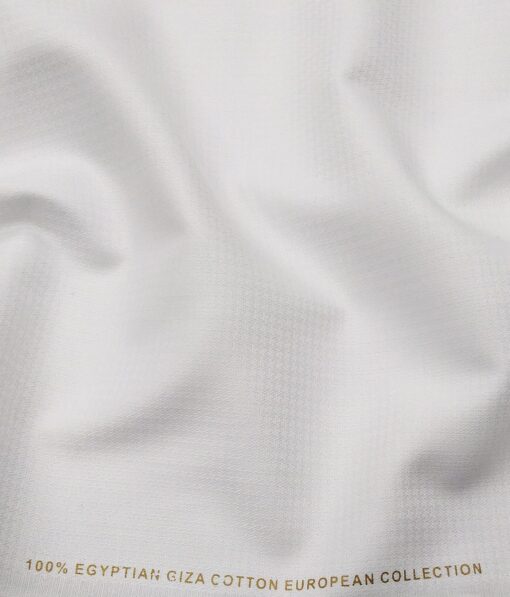 Nemesis Men's 100% Giza Cotton Jacquard Weave Unstitched Shirt Fabric (White