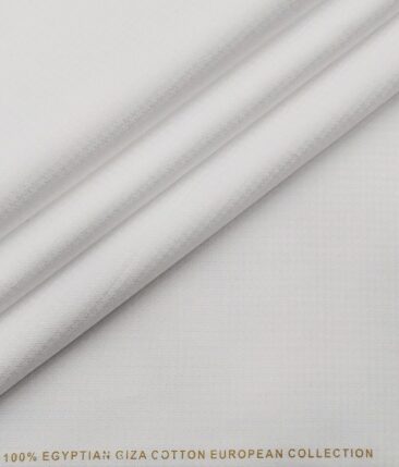 Nemesis Men's 100% Giza Cotton Jacquard Weave Unstitched Shirt Fabric (White