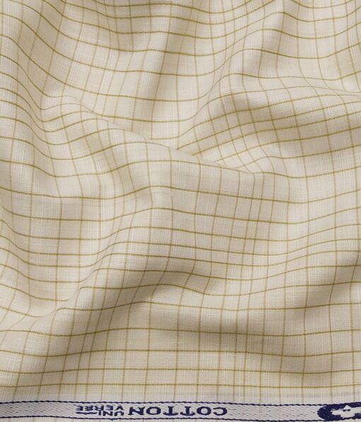 Raymond Men's Dark Brown Self Design Poly Viscose Trouser Fabric With Exquisite Beige Checks Poly Cotton Shirt Fabric (Unstitched Combo)