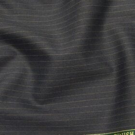 Raymond Men's Pebble Grey Striped Poly Viscose Trouser Fabric With Birla Century White Printed Cotton Shirt Fabric (Unstitched Combo)