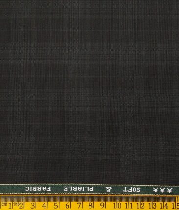Raymond Men's Blackish Grey Self Checks Poly Viscose Trouser Fabric With Solino White Printed Cotton Shirt Fabric (Unstitched Combo)