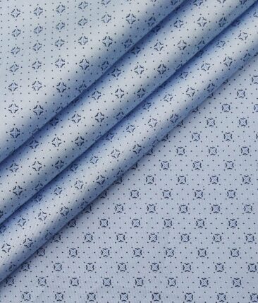 Raymond Men's Dark Firozi Blue Structured Poly Viscose Trouser Fabric With Exquisite Sky Blue Cotton Printed Shirt Fabric (Unstitched Combo)